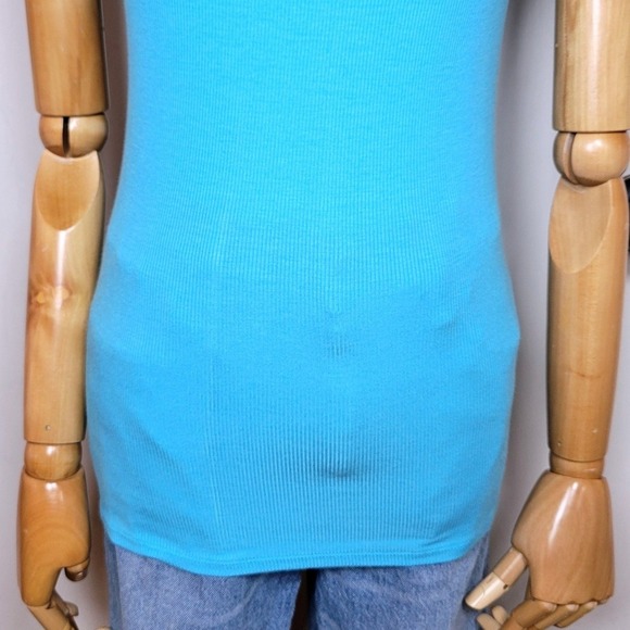 Enza Costa Ribbed Blue Shirt Size Small - Picture 2 of 11